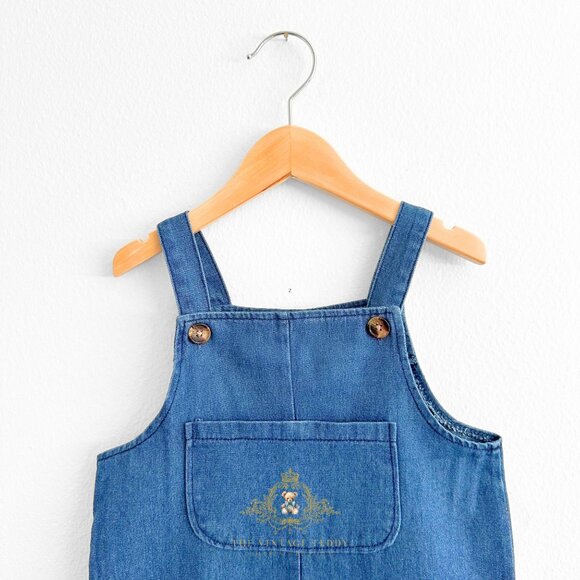 NWT Cute Unisex Denim Blue Jeans Overalls Dungarees Kids Romper Relax Fit 18-24M - Picture 3 of 3